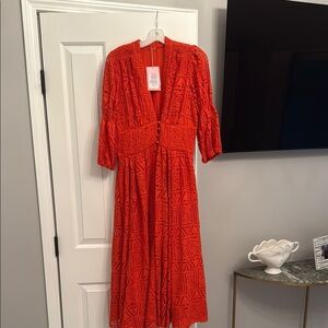 Elegant Red Geometric Dress